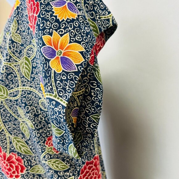 Vintage Liz Claiborne Silk Sheath Dress Size 4 Floral Print Black Red Midi - Picture 5 of 14